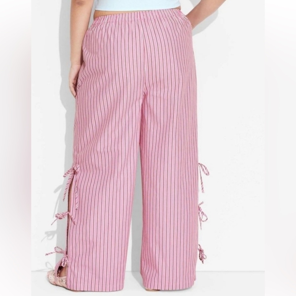 Women's High-Rise Side-Tie Relaxed Boxer Pants - Wild Fable Red Striped - Picture 7 of 7